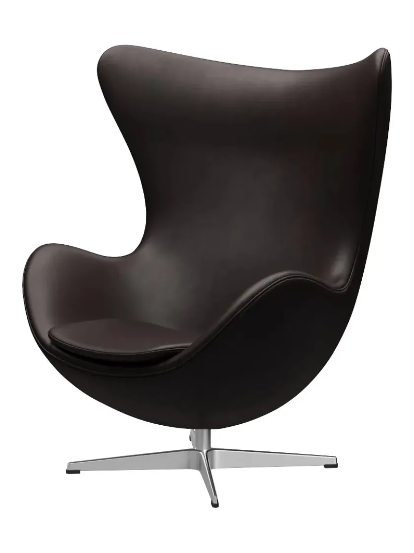 Fritz Hansen 3316 Ægget af Arne Jacobsen læder> Loungestole|Lænestole
