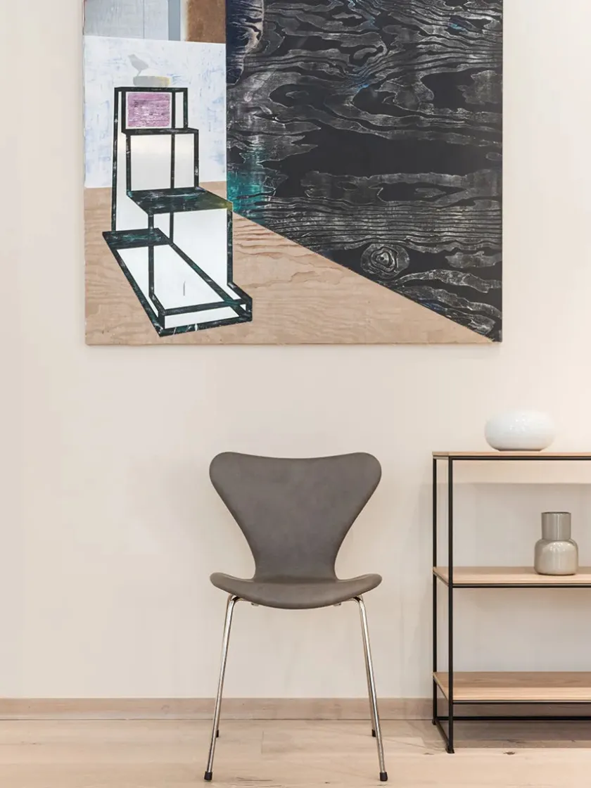 Fritz Hansen 3107 Serie 7, fuldpolstret af Arne Jacobsen> Spisebordsstole