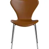 Fritz Hansen 3107 stol, fuldpolstret Soft læder valnød/krom stel af Arne Jacobsen> Spisebordsstole