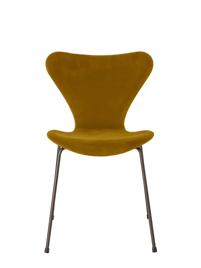 Fritz Hansen 3107 Stol, fuldpolstret velour af Arne Jacobsen> Spisebordsstole