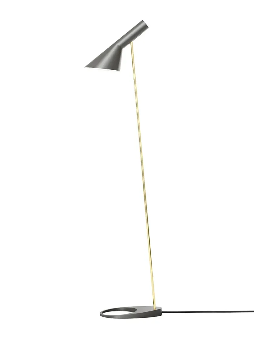 Louis Poulsen AJ Floor Lamp, grey/brass af Arne Jacobsen> Gulvlamper|Spots