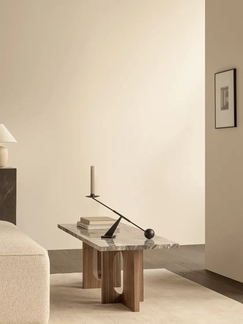 Audo Copenhagen Androgyne Lounge Table, grey galaxy marble/wood fra> Sofaborde