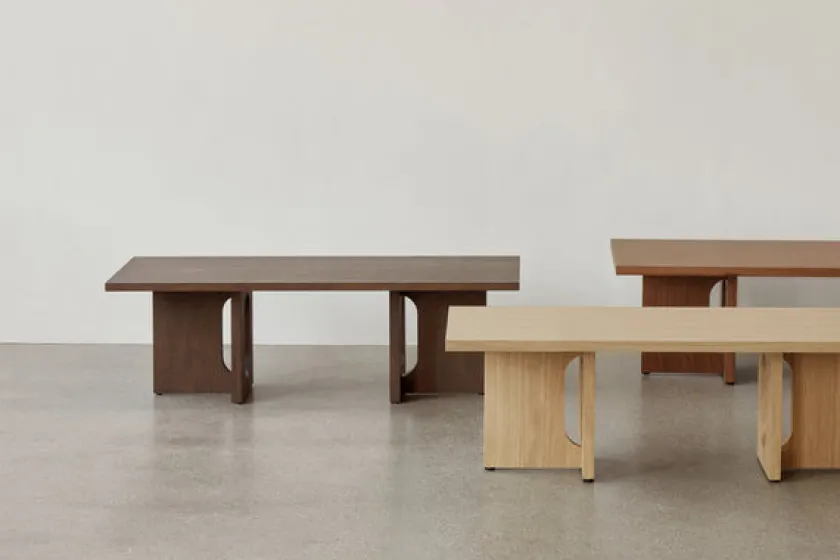 Audo Copenhagen Androgyne Lounge Table, grey galaxy marble/wood fra> Sofaborde