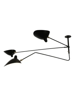 Editions Serge Mouille Ceiling Lamp w/2 Fixed Arms & 1 Curved Rotating Arm af Serge Mouille> Spots