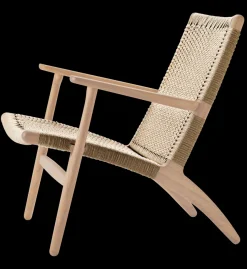 Carl Hansen & Søn CH25 Loungestol, eg sortmalet med sort flet af Hans J. Wegner><noscript><img width=