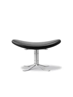 Fredericia Furniture Corona Skammel, sort læder fra Erik Jørgensen> Skamler