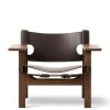 Fredericia Furniture Den Spanske Stol i mørkebrun læder, valnød olie af Børge Mogensen> Lænestole