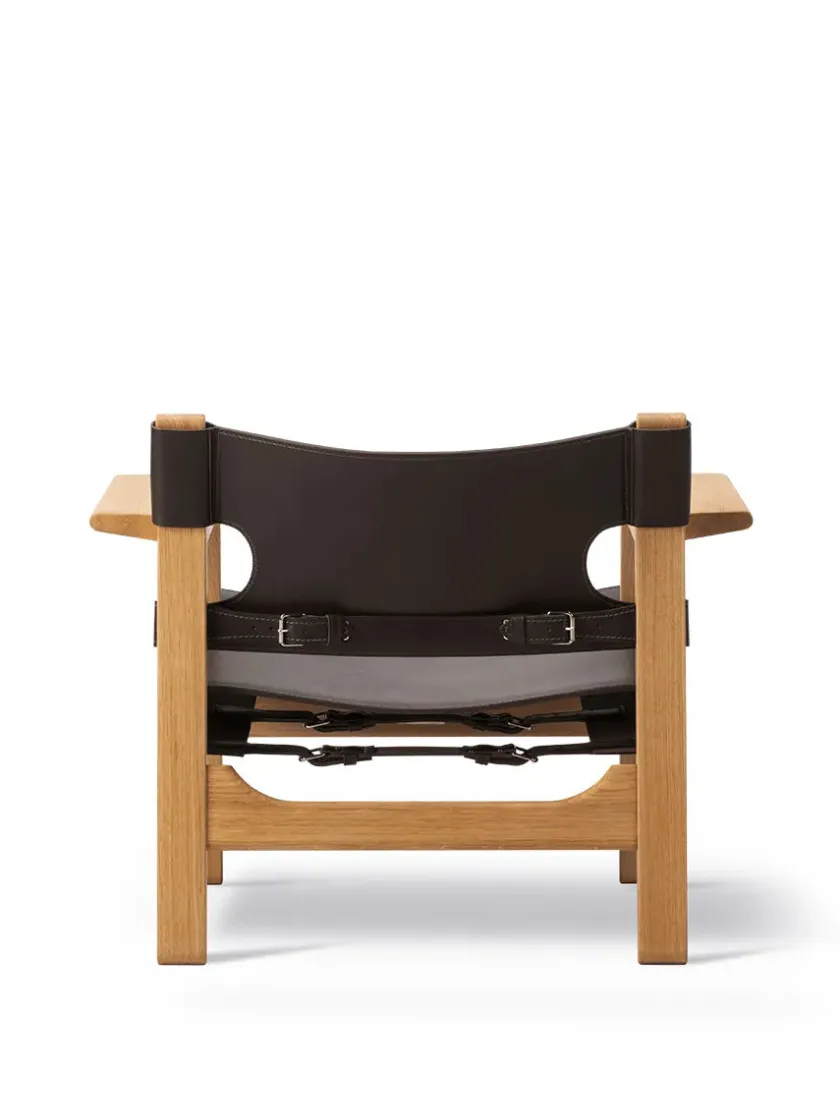 Fredericia Furniture Den Spanske Stol i mørkebrun læder, Røget eg olie af Børge Mogensen> Lænestole