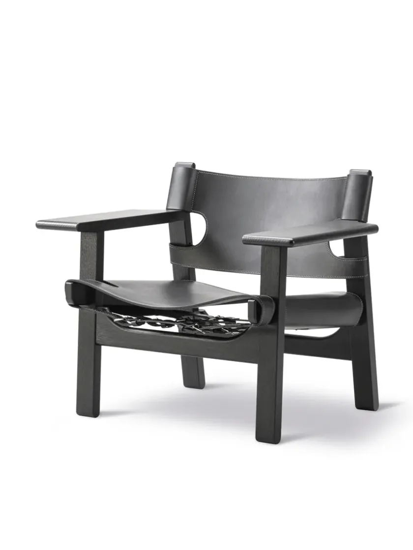 Fredericia Furniture Den Spanske Stol i mørkebrun læder, Røget eg olie af Børge Mogensen> Lænestole