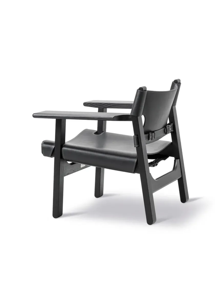 Fredericia Furniture Den Spanske Stol i mørkebrun læder, Røget eg olie af Børge Mogensen> Lænestole