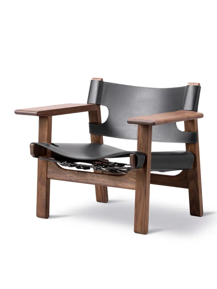 Fredericia Furniture Den Spanske Stol i mørkebrun læder, Røget eg olie af Børge Mogensen> Lænestole