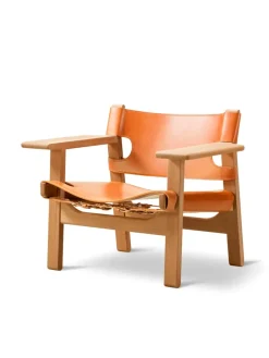 Fredericia Furniture Den Spanske Stol i naturfarvet læder, eg olie af Børge Mogensen> Lænestole