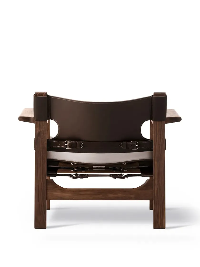 Fredericia Furniture Den Spanske Stol i sort læder, eg sort lak af Børge Mogensen> Lænestole