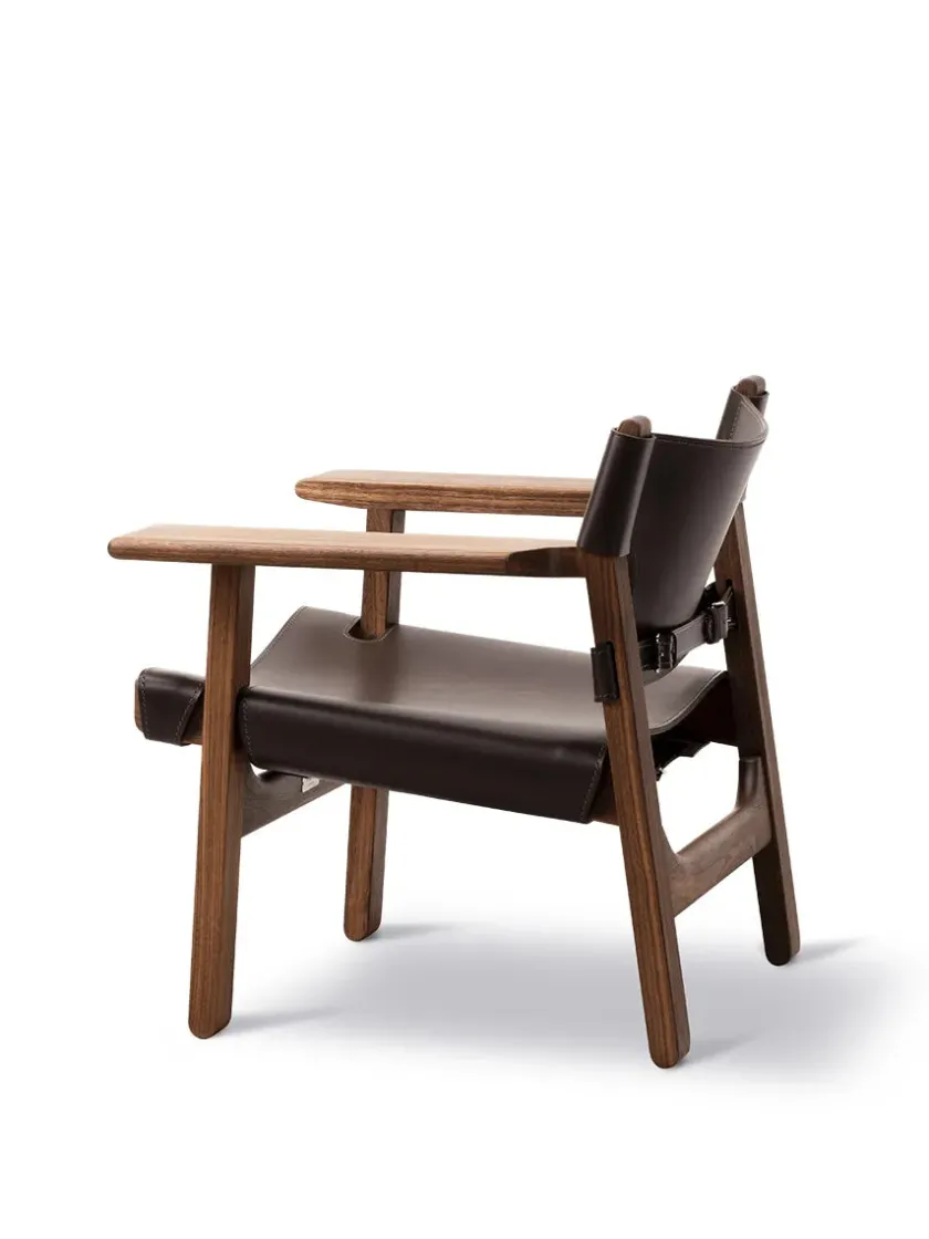 Fredericia Furniture Den Spanske Stol i sort læder, eg sort lak af Børge Mogensen> Lænestole