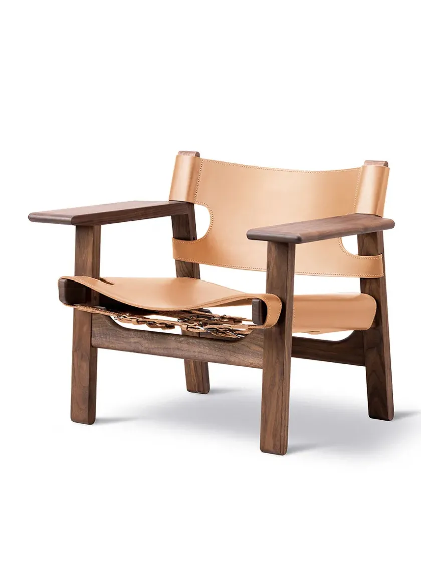 Fredericia Furniture Den Spanske Stol i sort læder, eg sort lak af Børge Mogensen> Lænestole