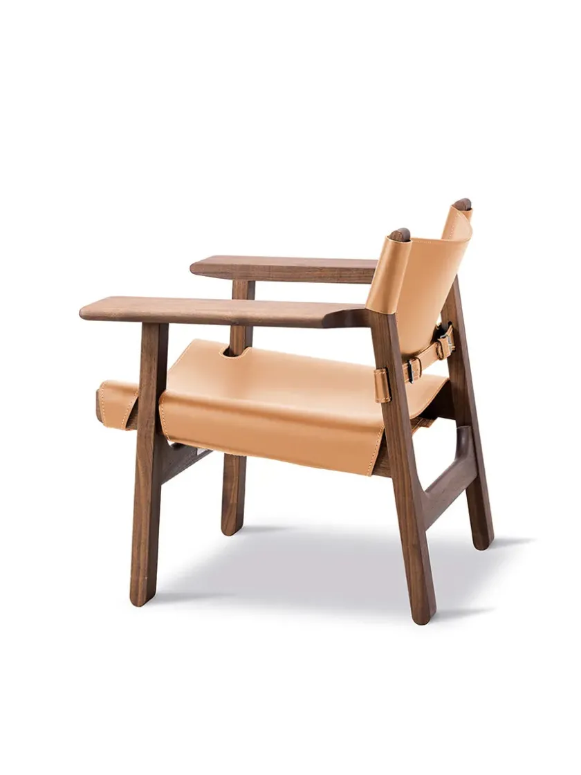 Fredericia Furniture Den Spanske Stol i sort læder, eg sort lak af Børge Mogensen> Lænestole