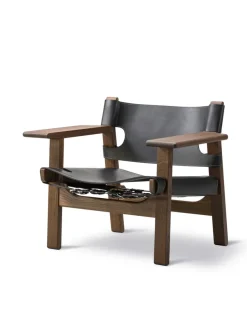 Fredericia Furniture Den Spanske Stol i sort læder, eg sort lak af Børge Mogensen><noscript><img width=