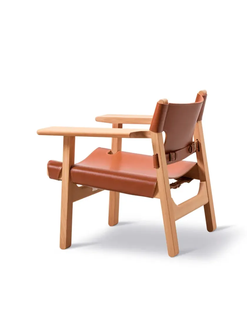Fredericia Furniture Den Spanske Stol i sort læder, eg sort lak af Børge Mogensen> Lænestole