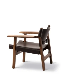 Fredericia Furniture Den Spanske Stol i sort læder, røget eg olie af Børge Mogensen><noscript><img width=