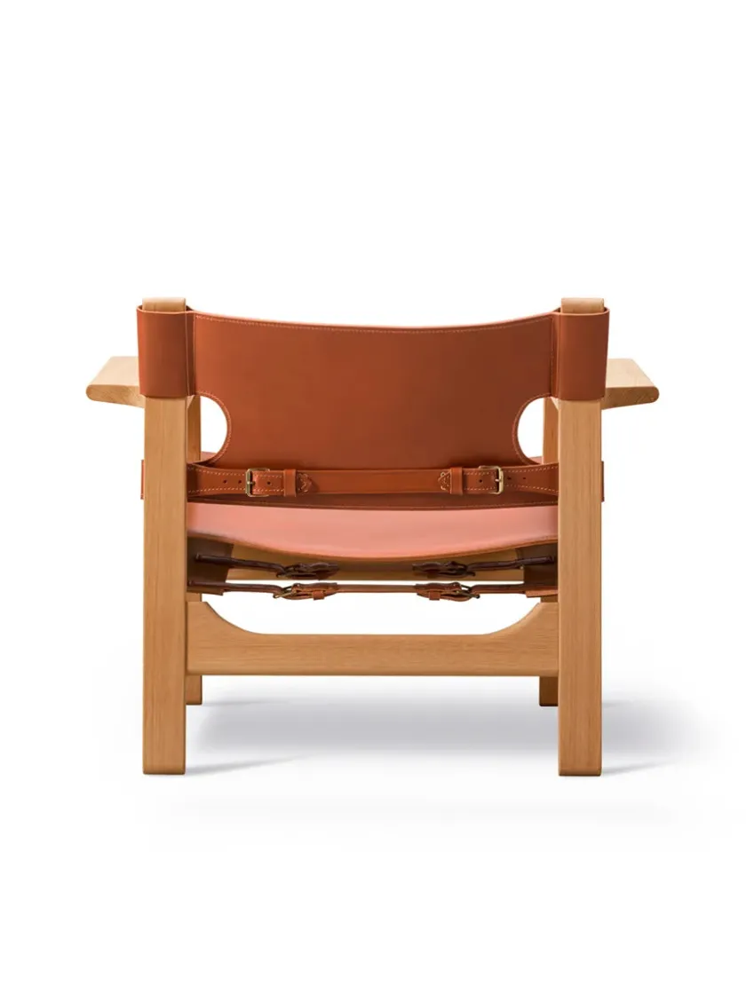 Fredericia Furniture Den Spanske Stol i sort læder, eg olie af Børge Mogensen> Lænestole