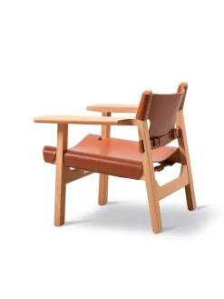 Fredericia Furniture Den Spanske Stol i sort læder, eg olie af Børge Mogensen><noscript><img width=