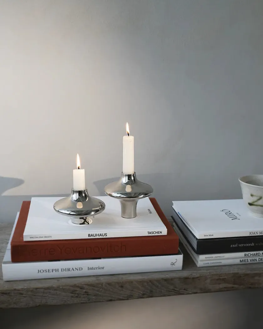Hein Studio Doublet Candleholder Large, silver fra> Lysestager