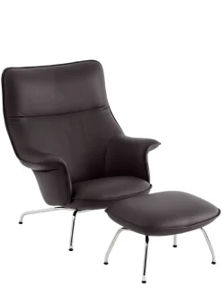 Muuto Doze Lounge Chair inkl. Fodskammel, black refine leather fra><noscript><img width=