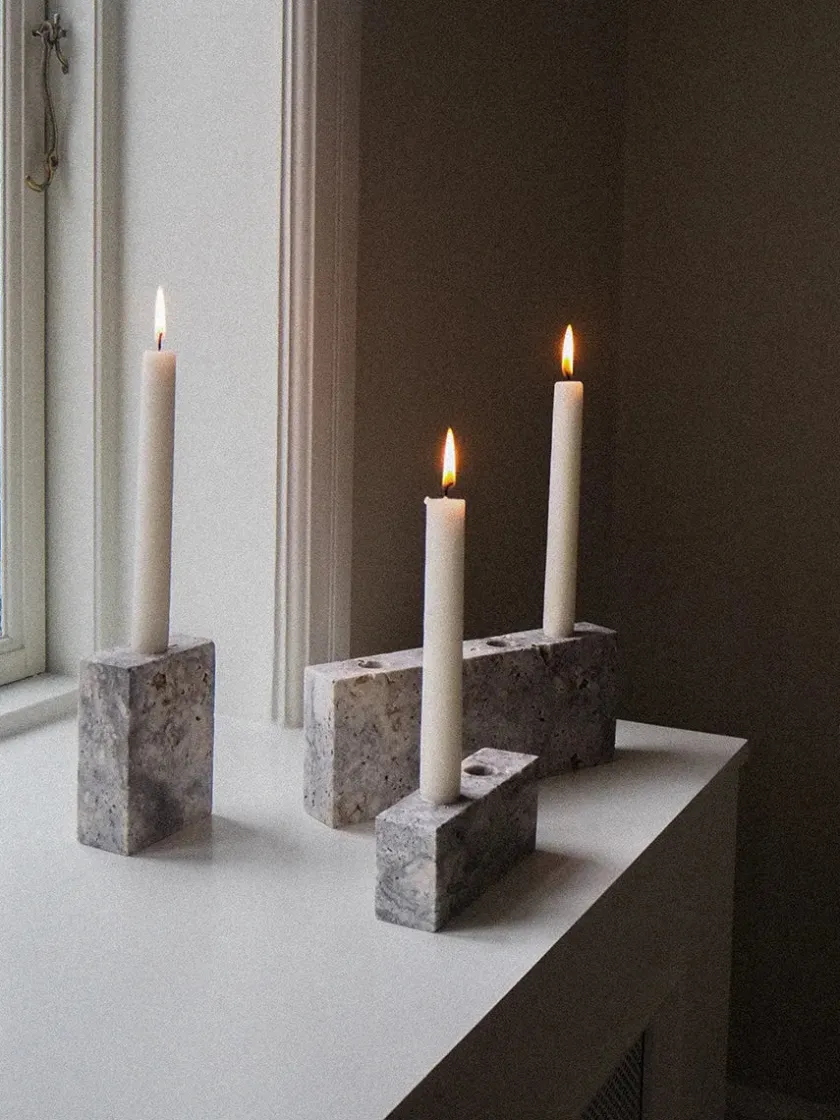 Wabi Sabi Nordic Epode Lysestage, calacatta violetta fra> Gaver Til Hende|Kalenderlys & Julelysestager