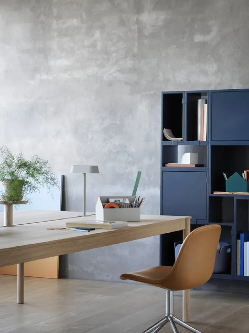 Muuto Fiber Side Chair, læder, Swivel Base fra> Spisebordsstole