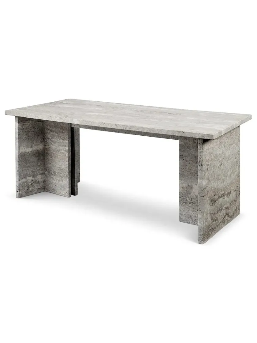 Wabi Sabi Nordic Fjer Sofabord 110 cm, travertin silver fra> Sofaborde