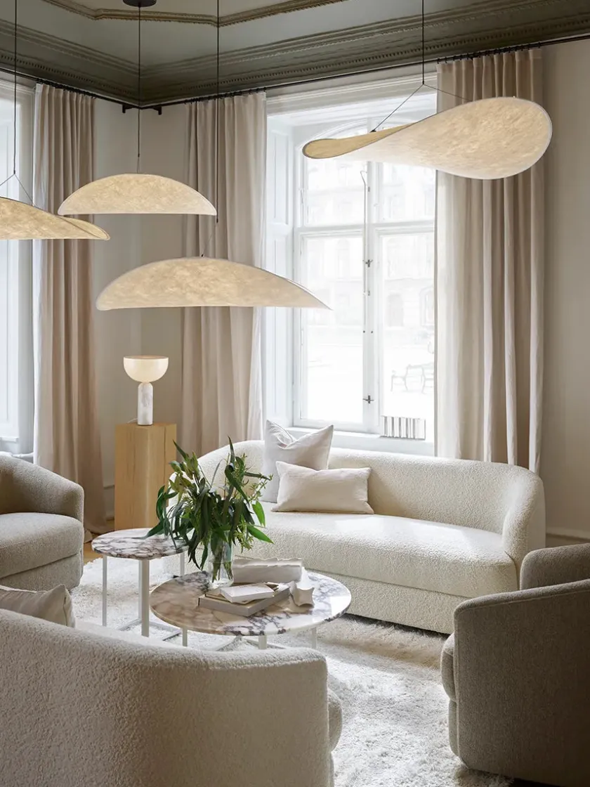New Works Florence Sofabord Ø90, gris du marais/beige grey fra> Sofaborde