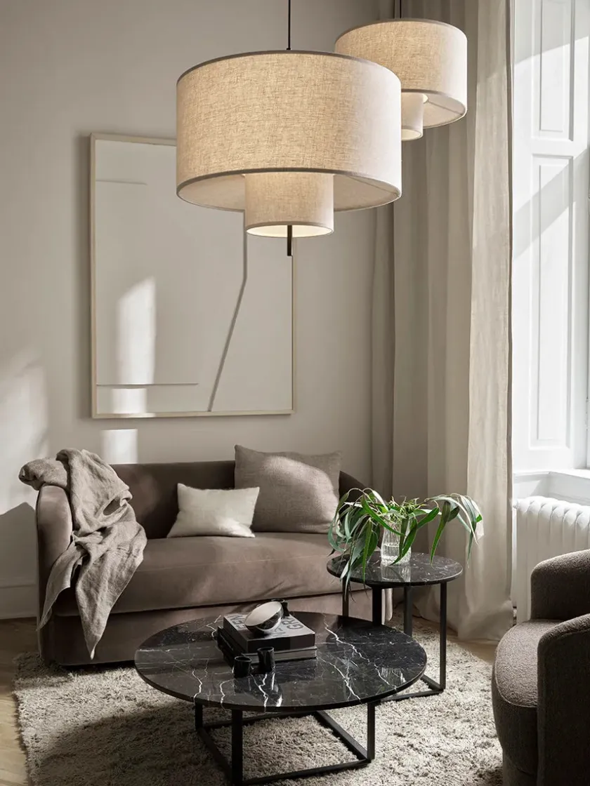 New Works Florence Sofabord Ø90, gris du marais/beige grey fra> Sofaborde