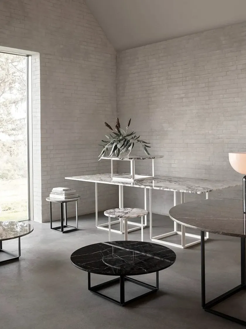 New Works Florence Sofabord Ø90, gris du marais/beige grey fra> Sofaborde