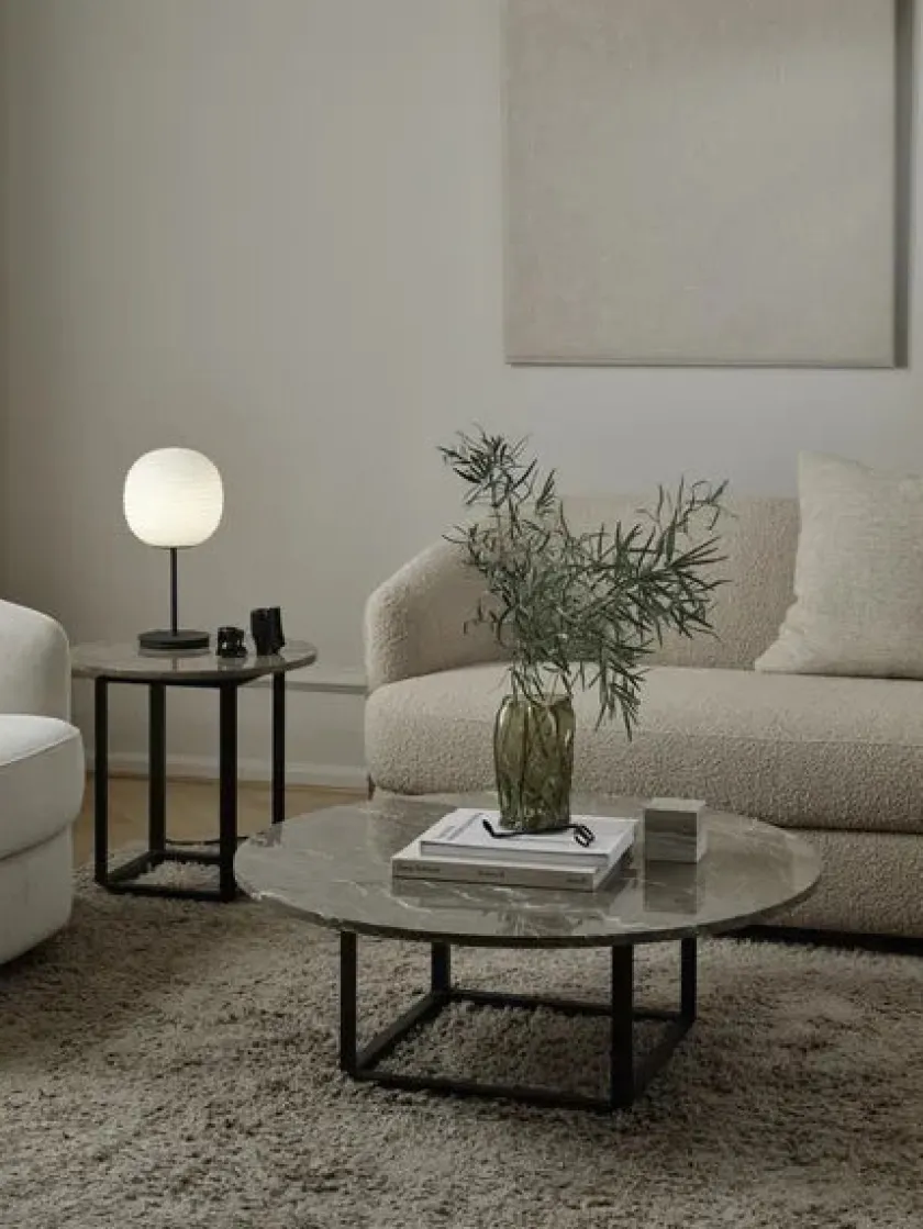 New Works Florence Sofabord Ø90, gris du marais/beige grey fra> Sofaborde