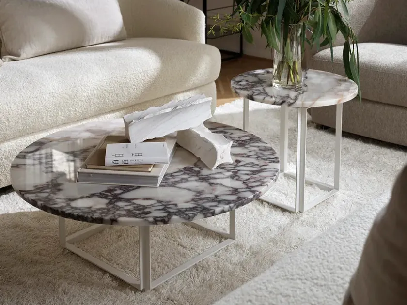 New Works Florence Sofabord Ø90, gris du marais/beige grey fra> Sofaborde
