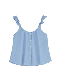 Aiayu Frill Top, check mix blue fra><noscript><img width=