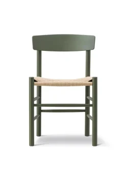 Fredericia Furniture J39 Folkestolen, Khaki grøn af Børge Mogensen> Spisebordsstole