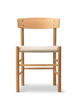 Fredericia Furniture J39 Folkestolen Sædepolstret, Cognac Læder af Børge Mogensen><noscript><img width=