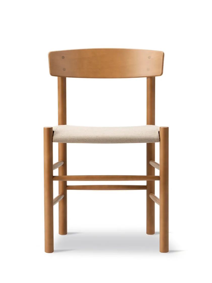 Fredericia Furniture J39 Folkestolen Sædepolstret, Natur Canvas af Børge Mogensen> Spisebordsstole