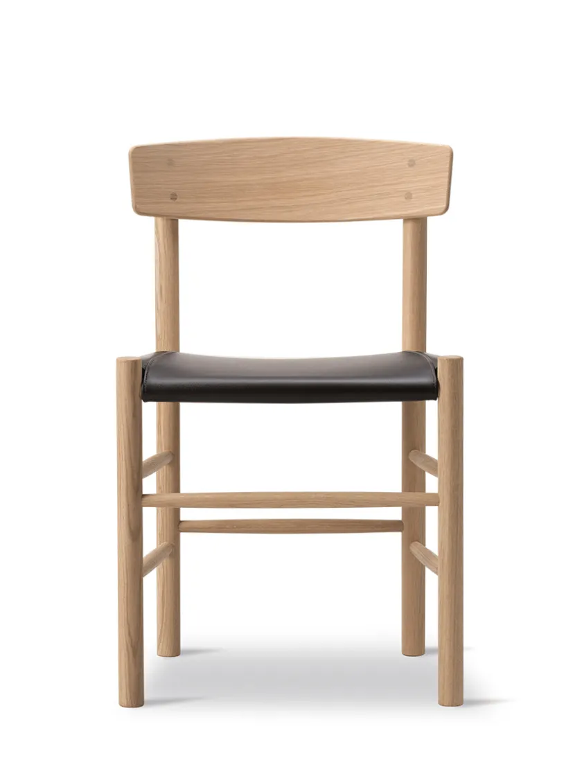Fredericia Furniture J39 Folkestolen Sædepolstret, Natur Canvas af Børge Mogensen> Spisebordsstole