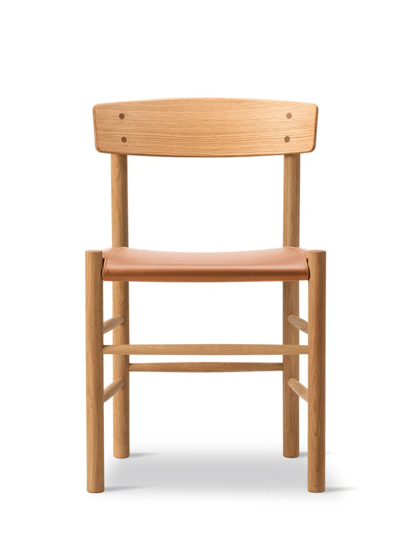 Fredericia Furniture J39 Folkestolen Sædepolstret, Natur Canvas af Børge Mogensen> Spisebordsstole