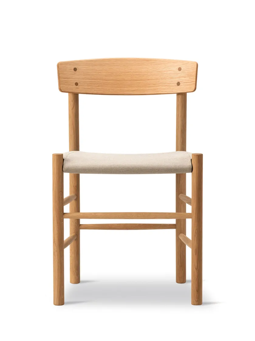 Fredericia Furniture J39 Folkestolen Sædepolstret, Natur Canvas af Børge Mogensen> Spisebordsstole