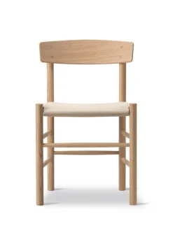 Fredericia Furniture J39 Folkestolen Sædepolstret, Sort Canvas af Børge Mogensen><noscript><img width=
