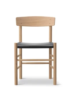 Fredericia Furniture J39 Folkestolen Sædepolstret, Sort Canvas af Børge Mogensen><noscript><img width=