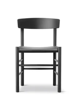 Fredericia Furniture J39 Folkestolen Sædepolstret, Sort Canvas af Børge Mogensen><noscript><img width=