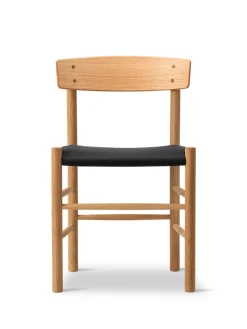Fredericia Furniture J39 Folkestolen Sædepolstret, Sort Canvas af Børge Mogensen><noscript><img width=