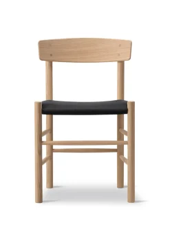 Fredericia Furniture J39 Folkestolen Sædepolstret, Sort Canvas af Børge Mogensen><noscript><img width=