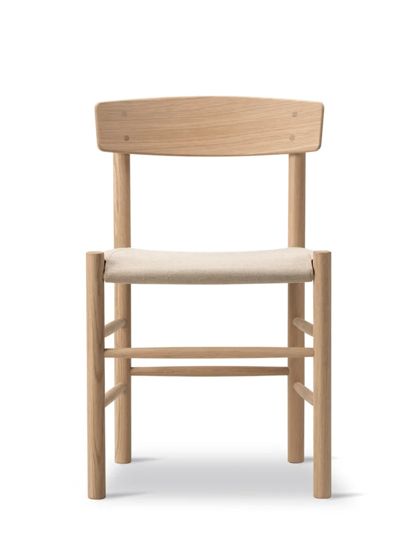 Fredericia Furniture J39 Folkestolen Sædepolstret, Mørkebrun Læder af Børge Mogensen> Spisebordsstole