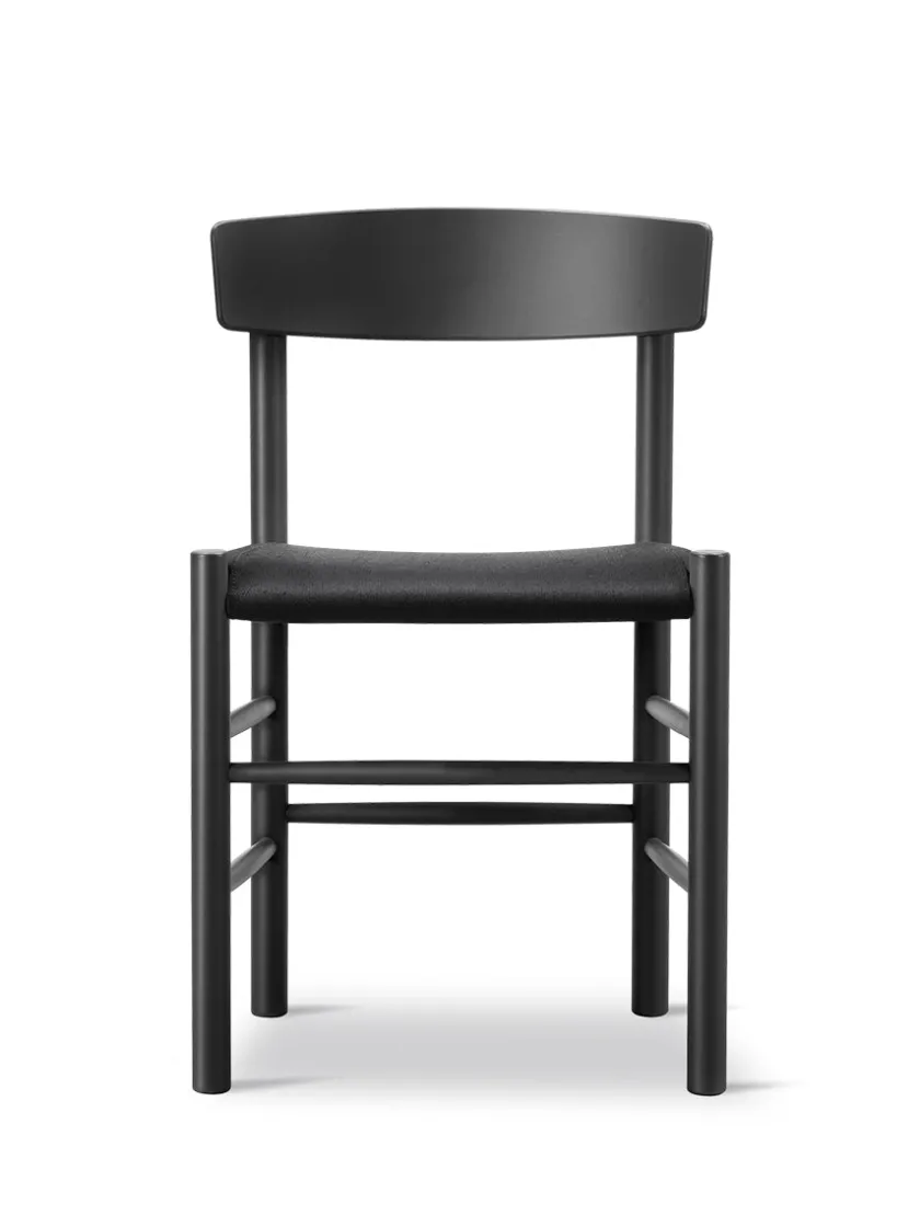 Fredericia Furniture J39 Folkestolen Sædepolstret, Mørkebrun Læder af Børge Mogensen> Spisebordsstole