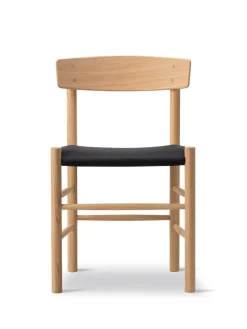 Fredericia Furniture J39 Folkestolen Sædepolstret, Mørkebrun Læder af Børge Mogensen><noscript><img width=